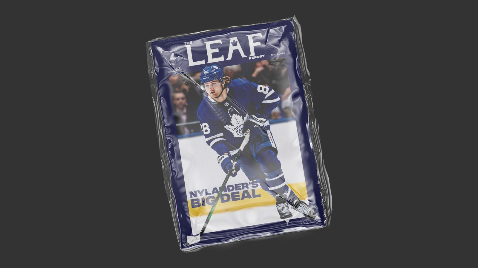 Cover of Leafs zine wrapped in plastic